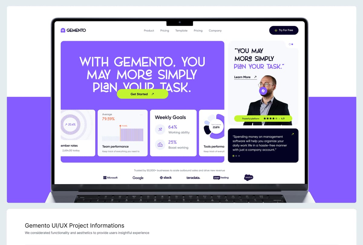 Gemento - SAAS Website design